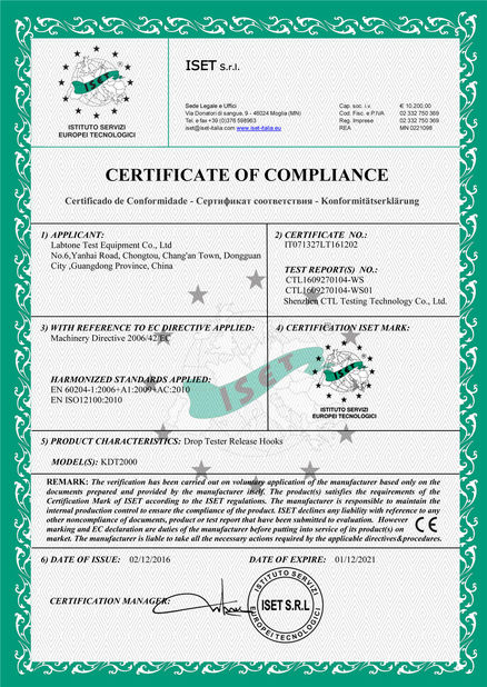 Κίνα Labtone Test Equipment Co., Ltd Πιστοποιήσεις