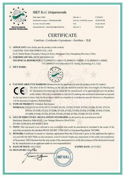 Κίνα Labtone Test Equipment Co., Ltd Πιστοποιήσεις